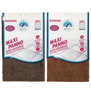 Panno microfibra con asola 50x70 320 gsm marrone / marrone chiaro